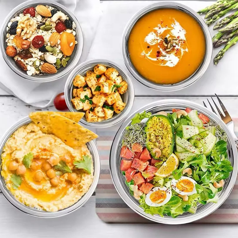 5-Piece Stainless Steel Mixing Bowl Set with Colorful Lids