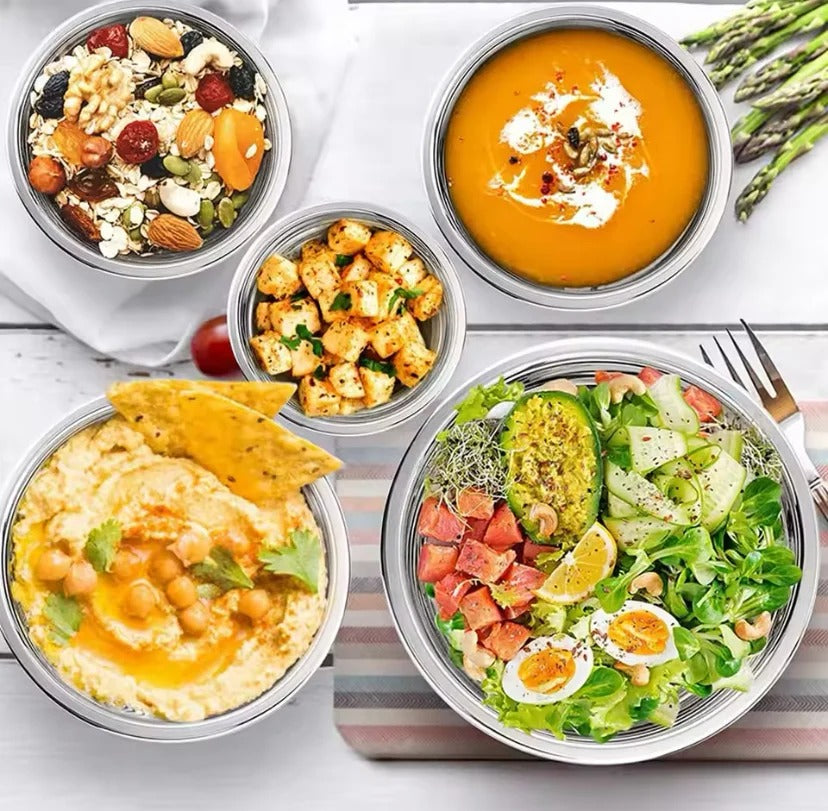 5-Piece Stainless Steel Mixing Bowl Set with Colorful Lids