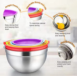 5-Piece Stainless Steel Mixing Bowl Set with Colorful Lids