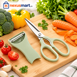 2-in-1 Peeler with Scissors – Multipurpose Kitchen Cutting & Peeling Tool