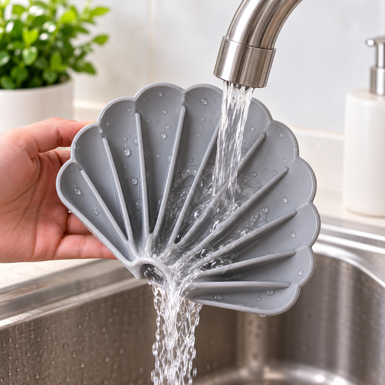 Sea Shell Silicone Soap Tray – Self-Draining Soap Dish