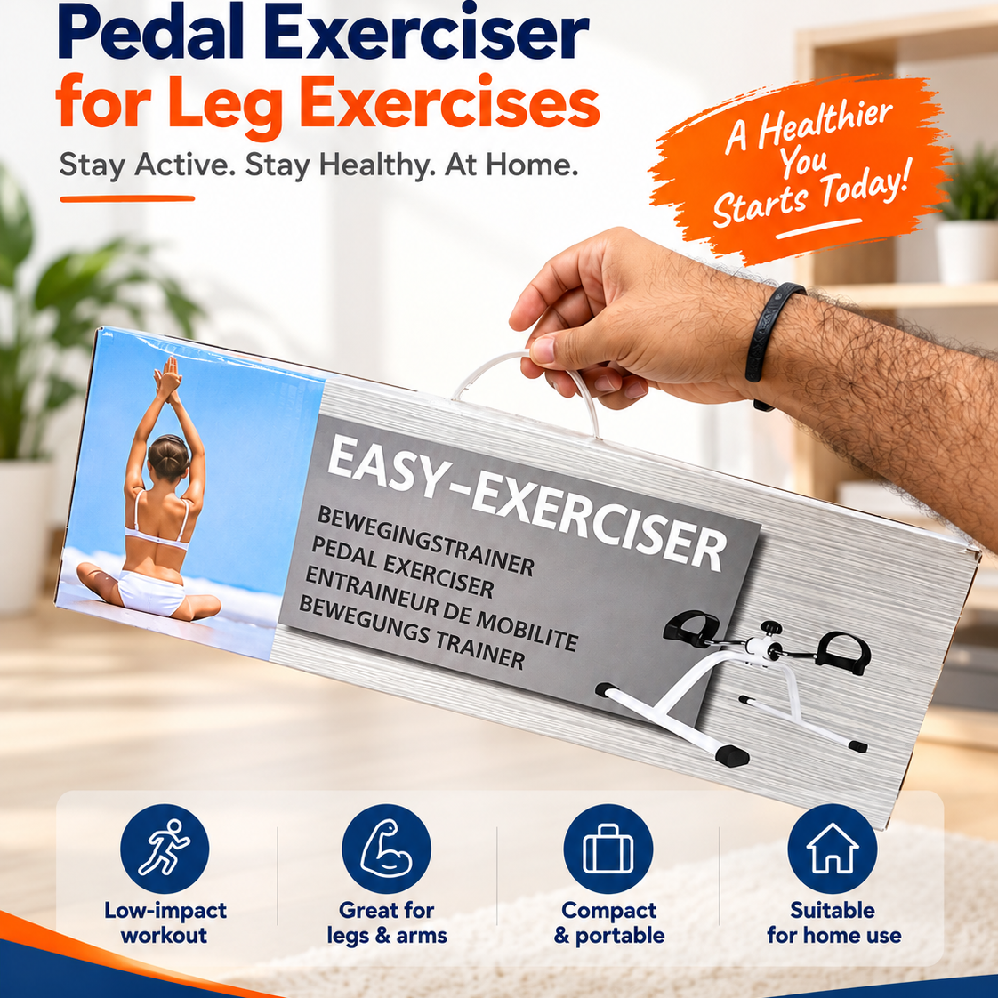 Pedal Exerciser for Leg Exercises – Compact Seated Workout Trainer