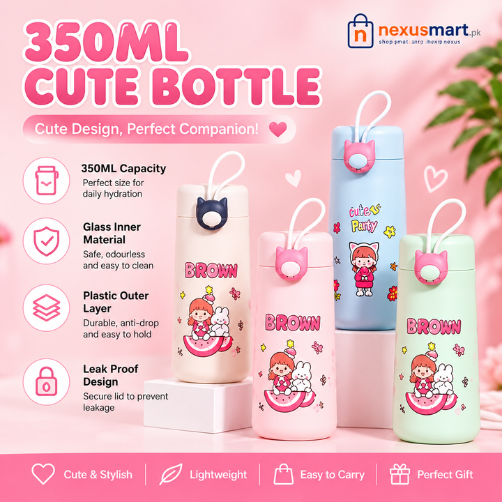 Cute Glass Insulated Water Bottle