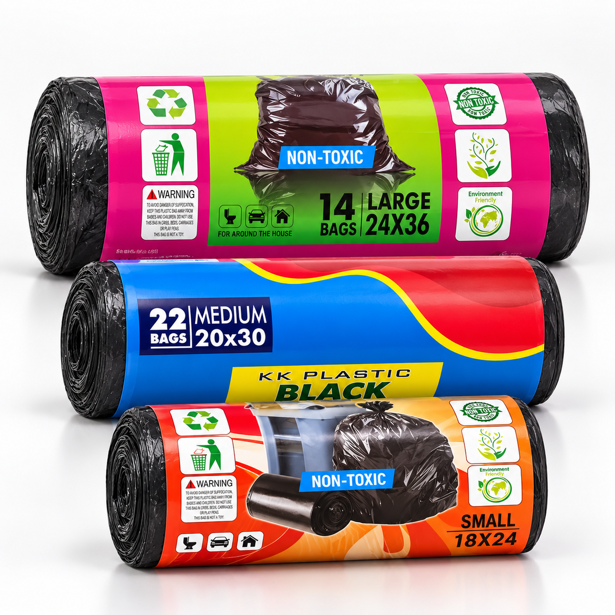 Black Garbage Bags Roll – Leak-Proof Disposable Trash Bags