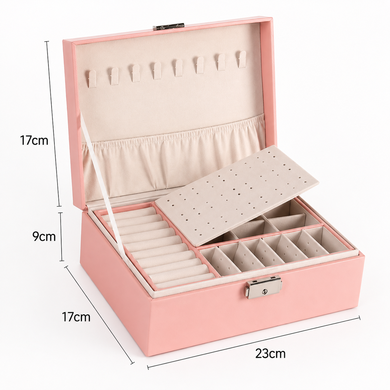 Ragzin Jewellery Box with Multi-Compartment Storage – Necklace, Ring & Earring Organizer