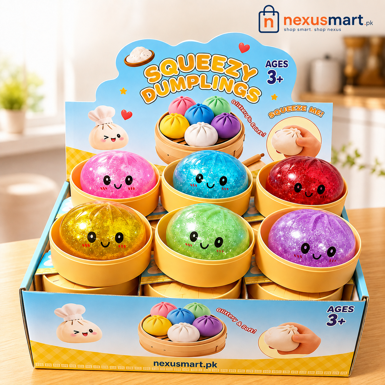 Mini Glitter Dumpling Squishy Ball – Soft Sensory Fidget Toy for Kids