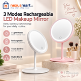 3-Mode Rechargeable LED Makeup Mirror with Stand