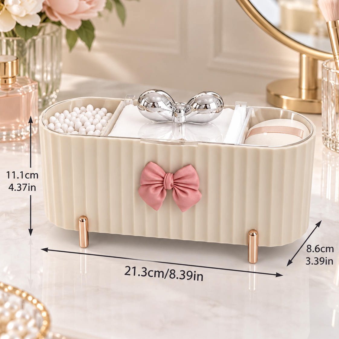 3-Compartment Makeup Organizer – Cosmetic & Vanity Storage Holder