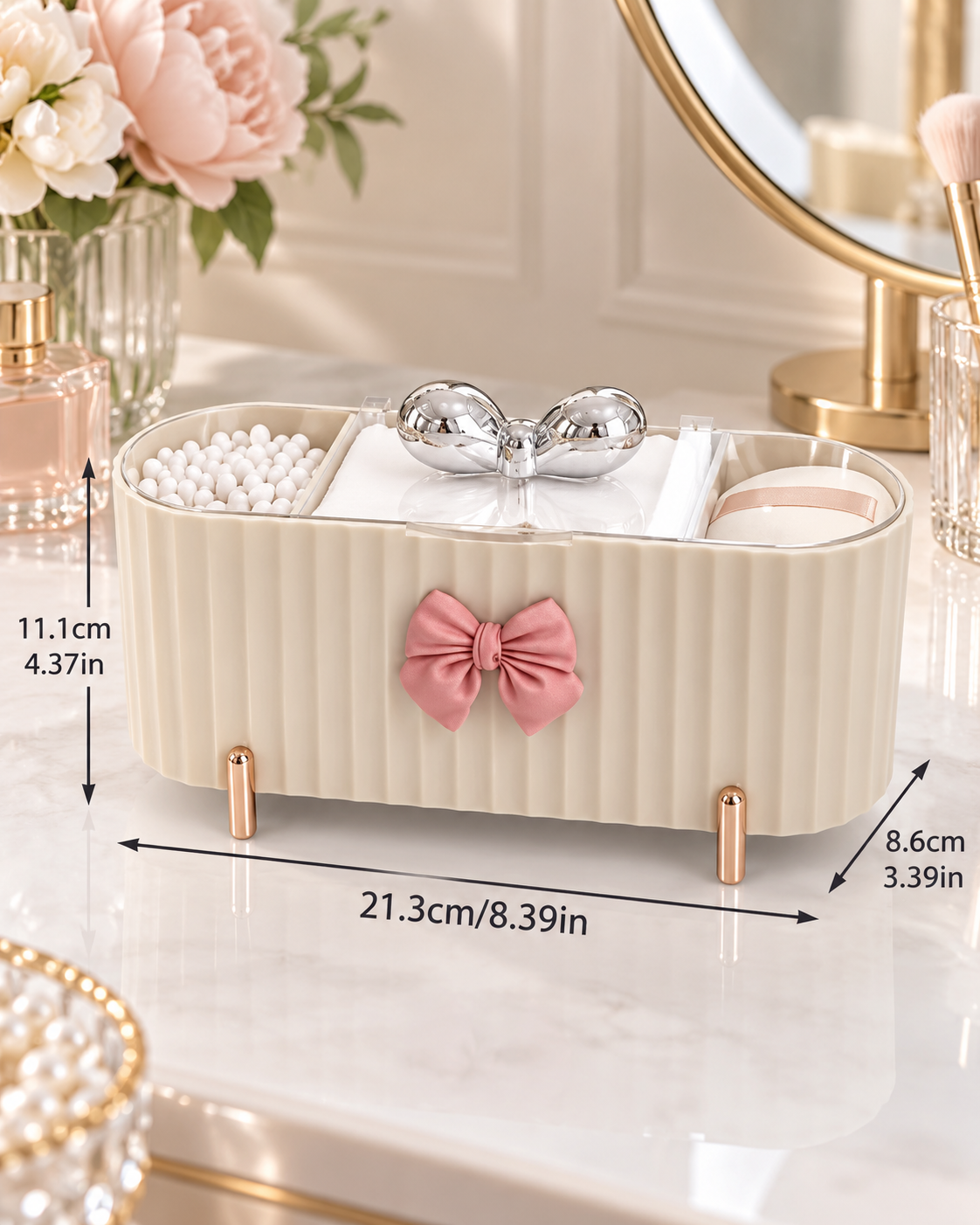 3-Compartment Makeup Organizer – Cosmetic & Vanity Storage Holder