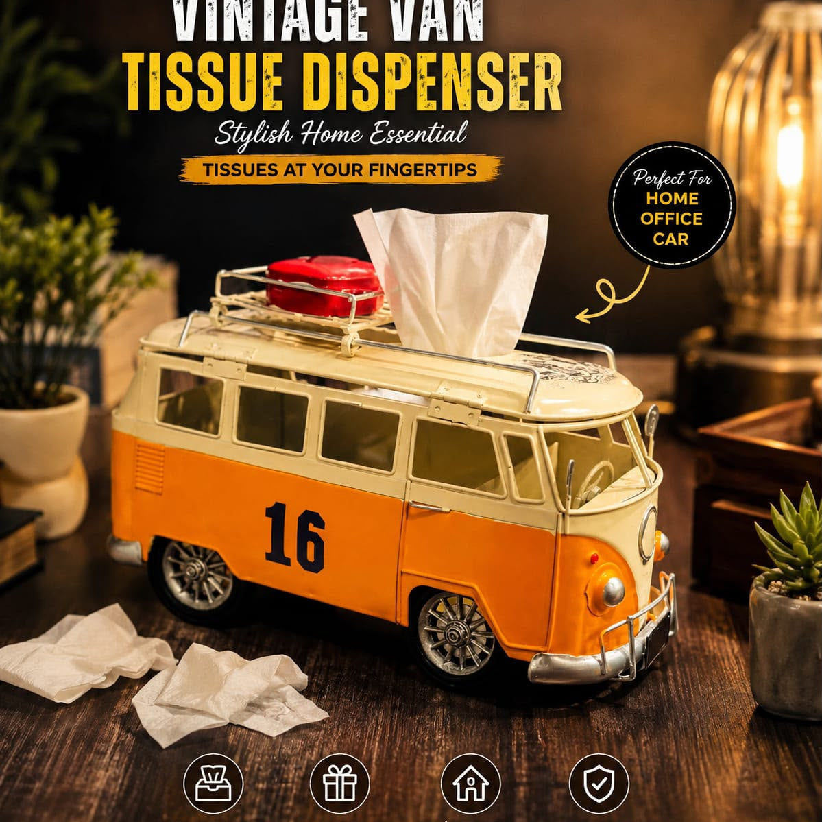 Antique Vintage Bus Tissue Box
