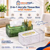 2-in-1 Acrylic Tissue Box with Holder – Multipurpose Table Organizer