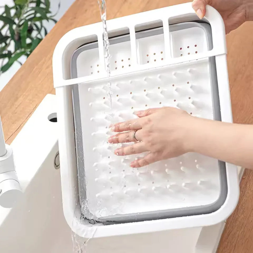 Foldable Dish Drainer Rack with Utensil Holder