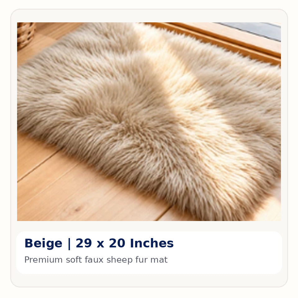 Beige Premium Faux Sheep Fur Mat Large size - color reference