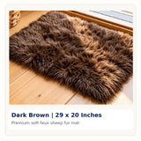Dark Brown Premium Faux Sheep Fur Mat 29 x 20 Inches