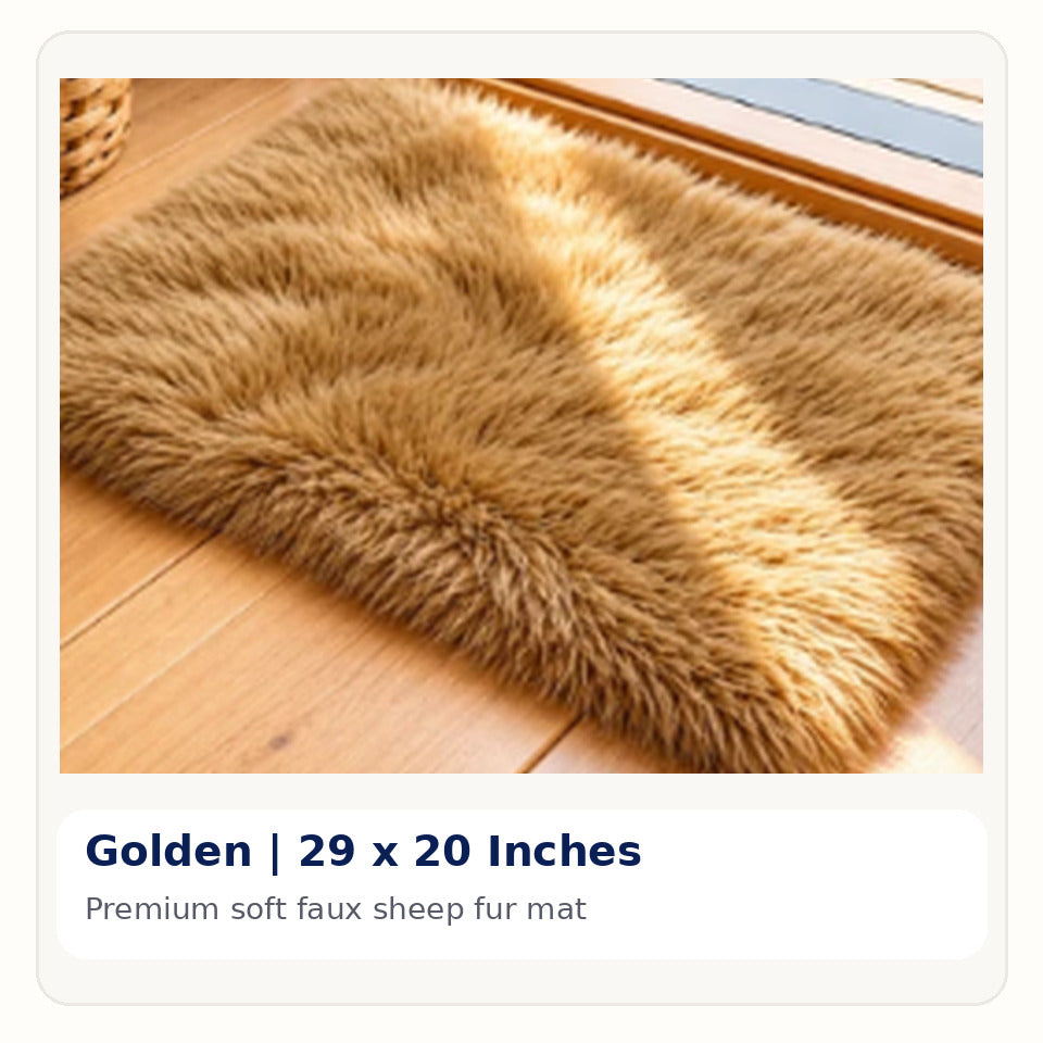 Golden Premium Faux Sheep Fur Mat 29 x 20 Inches
