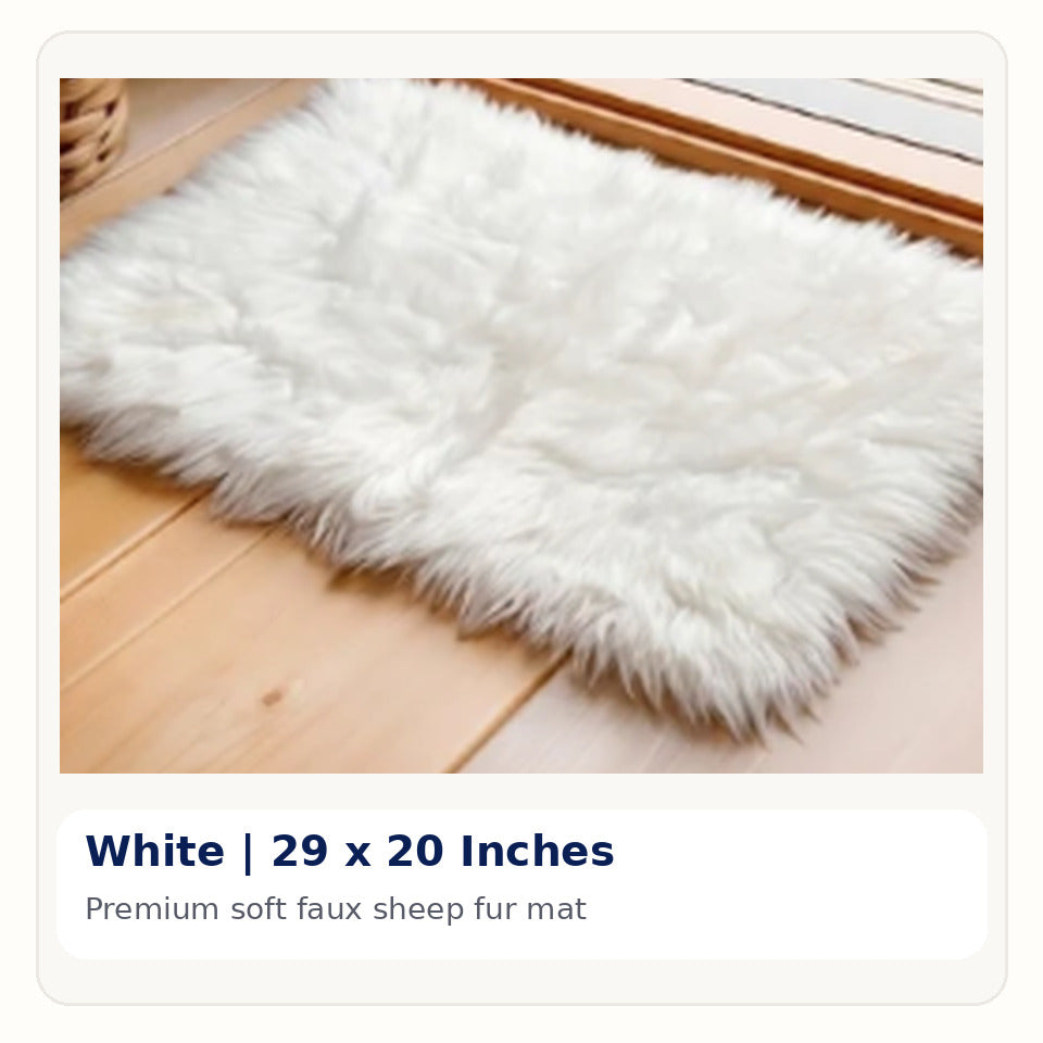 White Premium Faux Sheep Fur Mat 29 x 20 Inches