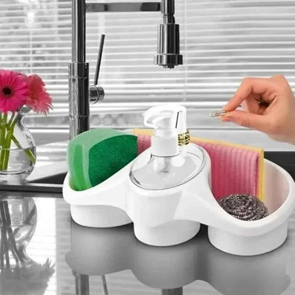 3 in 1 Dish Soap Dispenser with Sponge Holder