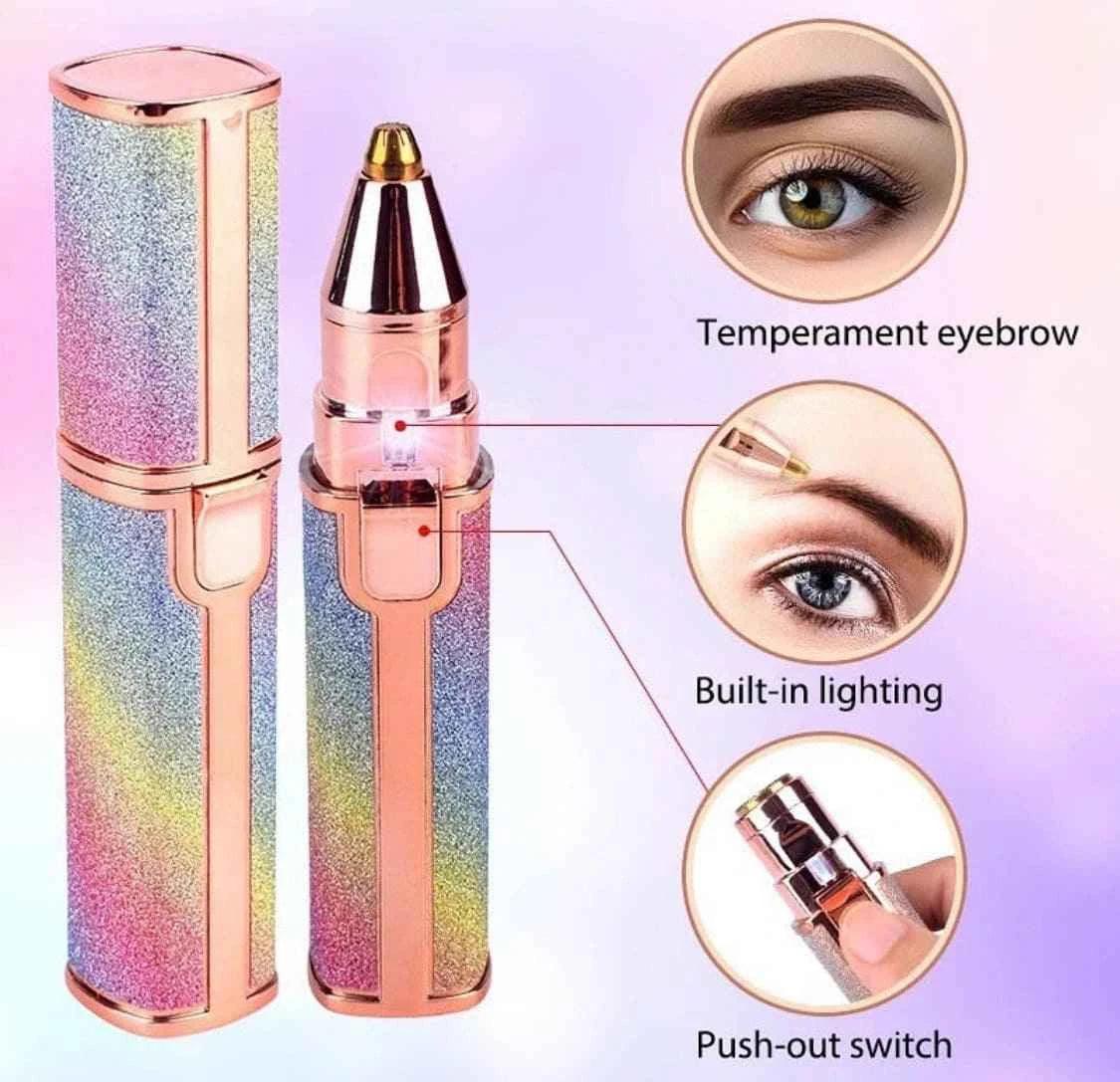 Glitter Eyebrow Trimmer 2 in 1 Rechargeable - Precision Hair Removal Tool