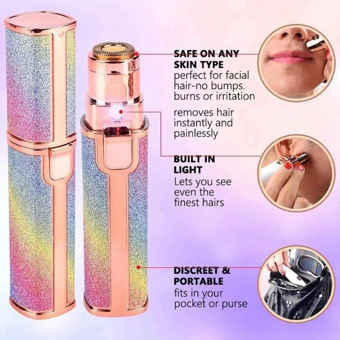 Glitter Eyebrow Trimmer 2 in 1 Rechargeable - Precision Hair Removal Tool