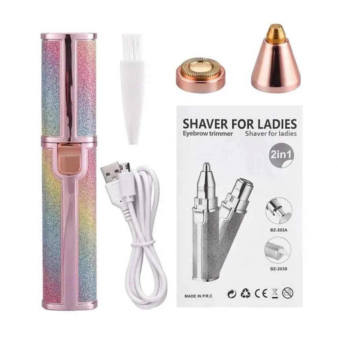 Glitter Eyebrow Trimmer 2 in 1 Rechargeable - Precision Hair Removal Tool