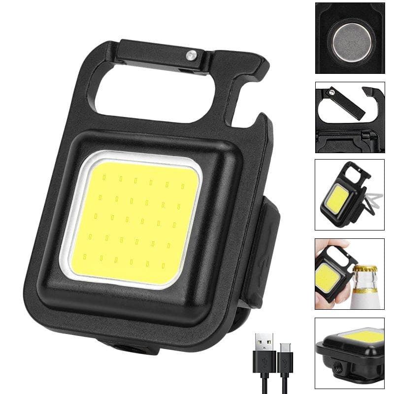 COB Rechargeable Keychain Flashlight – 3-Mode Pocket Light with Magnet & Stand