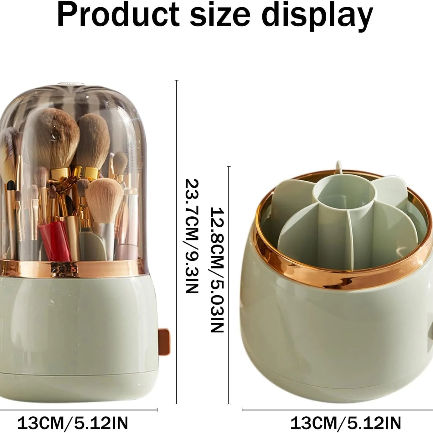 Fancy 360° Rotating Makeup Brush Holder with Lid – Dust-Free Vanity Organizer
