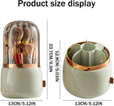 Fancy 360° Rotating Makeup Brush Holder with Lid – Dust-Free Vanity Organizer