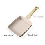 Square Ceramic Non Stick Frying Pan with Wooden Handle | Omelette & Egg Pan