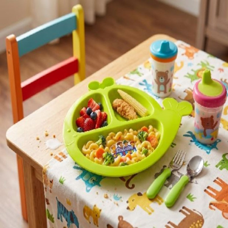 Whale-Shaped Divided Toddler Kids Plate Colorful Cartoon Dish view 2 - Nexusmart Pakistan