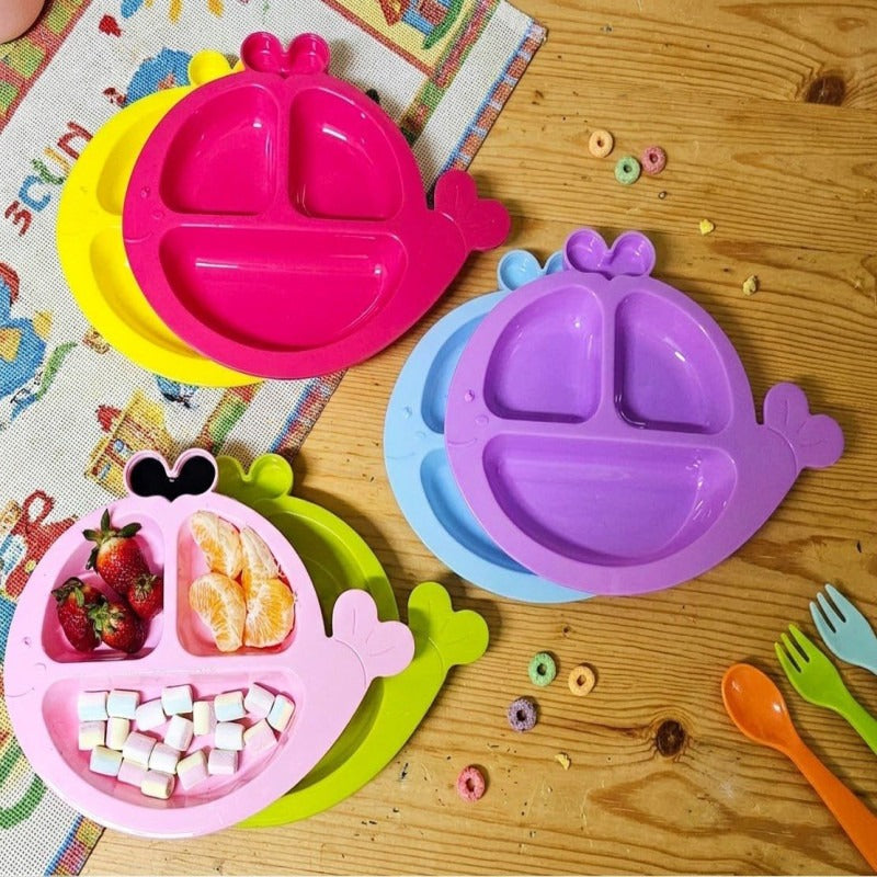 Whale-Shaped Divided Toddler Kids Plate Colorful Cartoon Dish view 3 - Nexusmart Pakistan