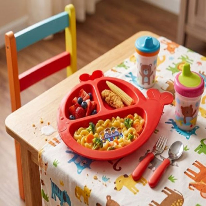 Whale-Shaped Divided Toddler Kids Plate Colorful Cartoon Dish view 4 - Nexusmart Pakistan