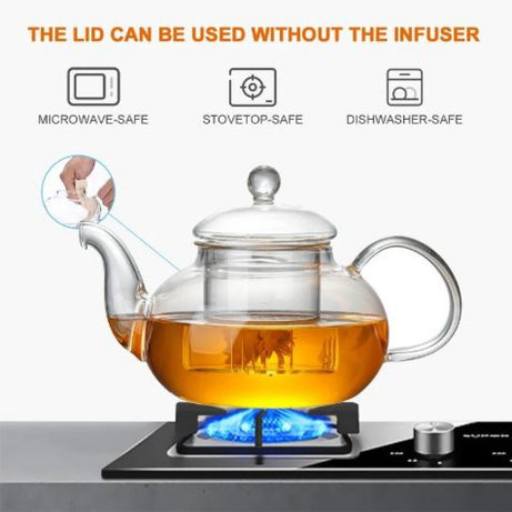 Borosilicate Stovetop Safe Glass Teapot with Glass Infuser view 4 - Nexusmart Pakistan