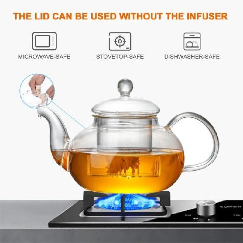 Borosilicate Stovetop Safe Glass Teapot with Glass Infuser view 4 - Nexusmart Pakistan