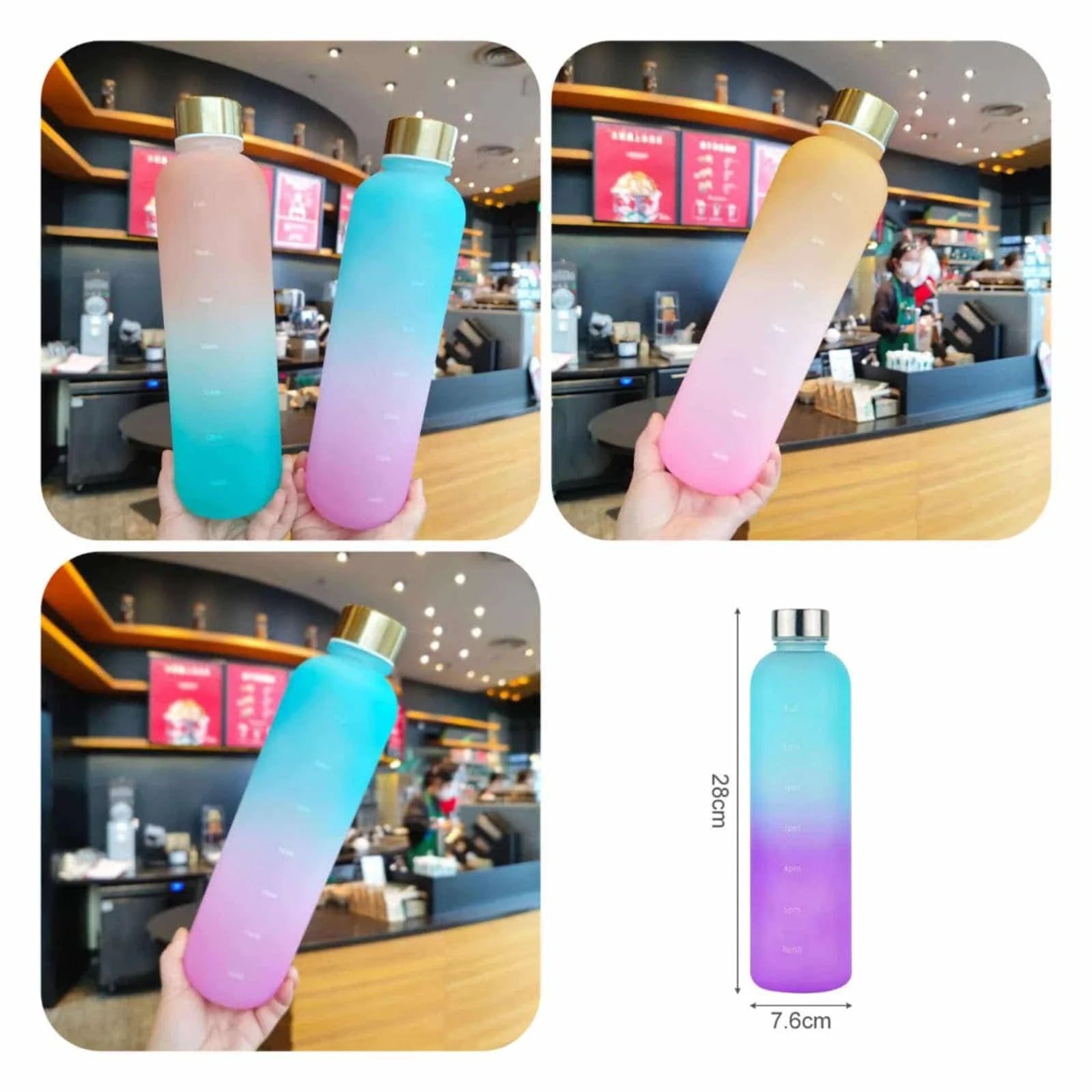 1L Time Marker Water Bottle – Motivational Sports Bottle