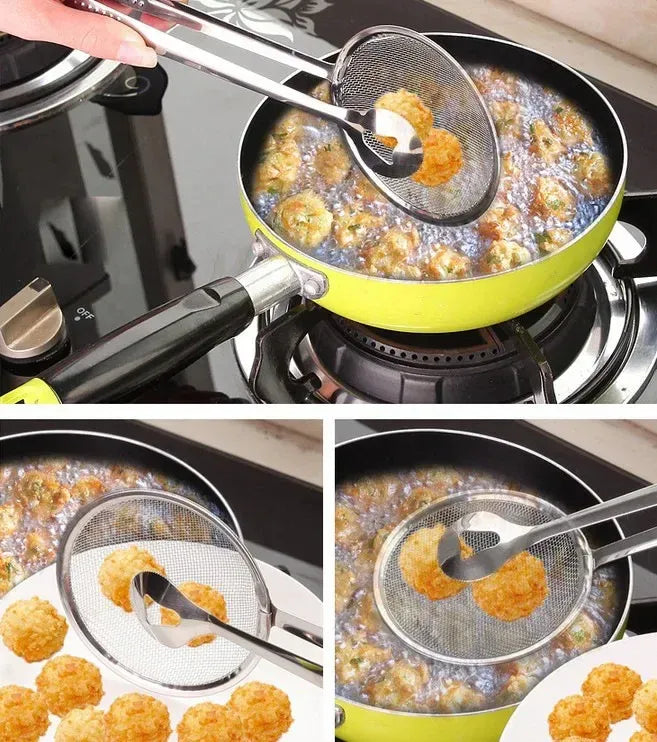 Frying Tong with Strainer Stainless Steel Kitchen & Cooking product image - Nexusmart Pakistan