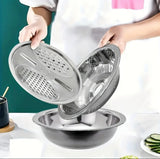 Stainless Steel 3 in 1 Colander Basin with Vegetable Slicer & Grater