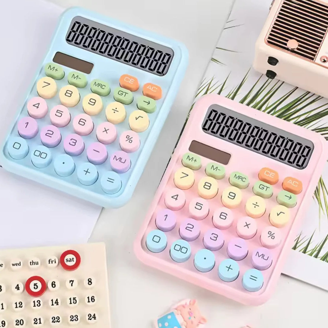 Cute 12 Digit Calculator with Big Buttons & Large LCD Display