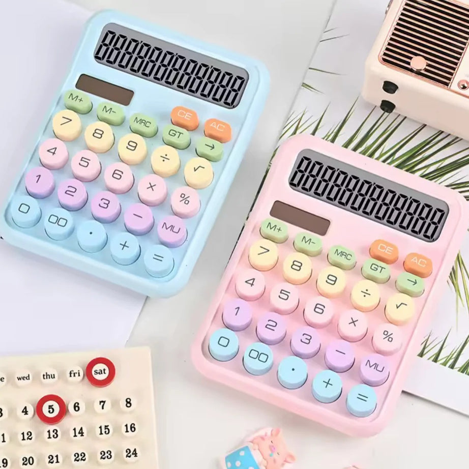 Cute 12 Digit Calculator with Big Buttons & Large LCD Display
