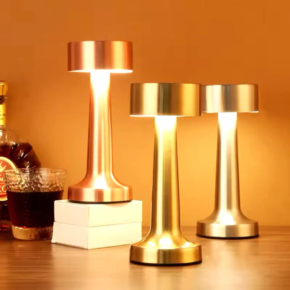 Rechargeable Touch Metal Table Lamp with 3 Color LED Light