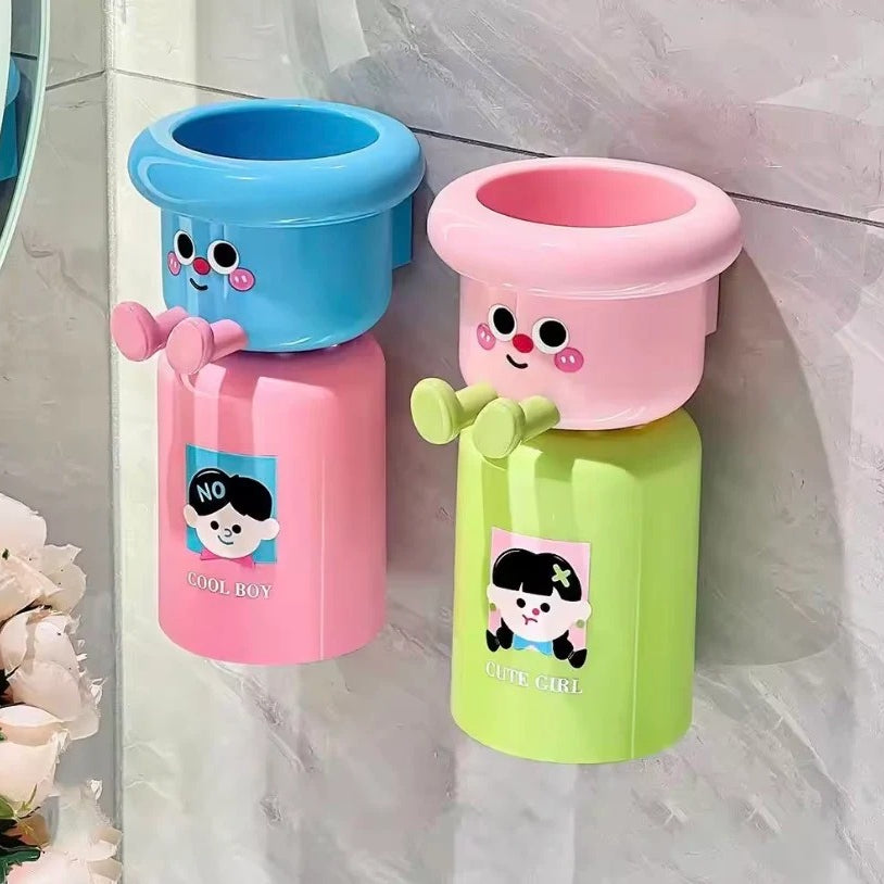 Magnetic Toothbrush Holder, Punch Free Toothbrush Cup, Wall Mounted Cartoon Toothbrush Holder