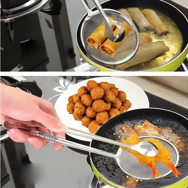 Frying Tong with Strainer Stainless Steel Kitchen & Cooking view 2 - Nexusmart Pakistan