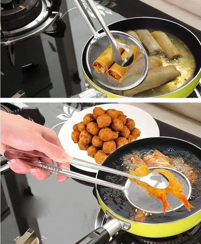 Frying Tong with Strainer Stainless Steel Kitchen & Cooking view 2 - Nexusmart Pakistan