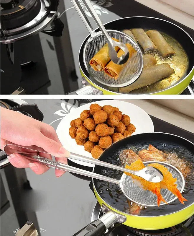 Frying Tong with Strainer Stainless Steel Kitchen & Cooking view 2 - Nexusmart Pakistan