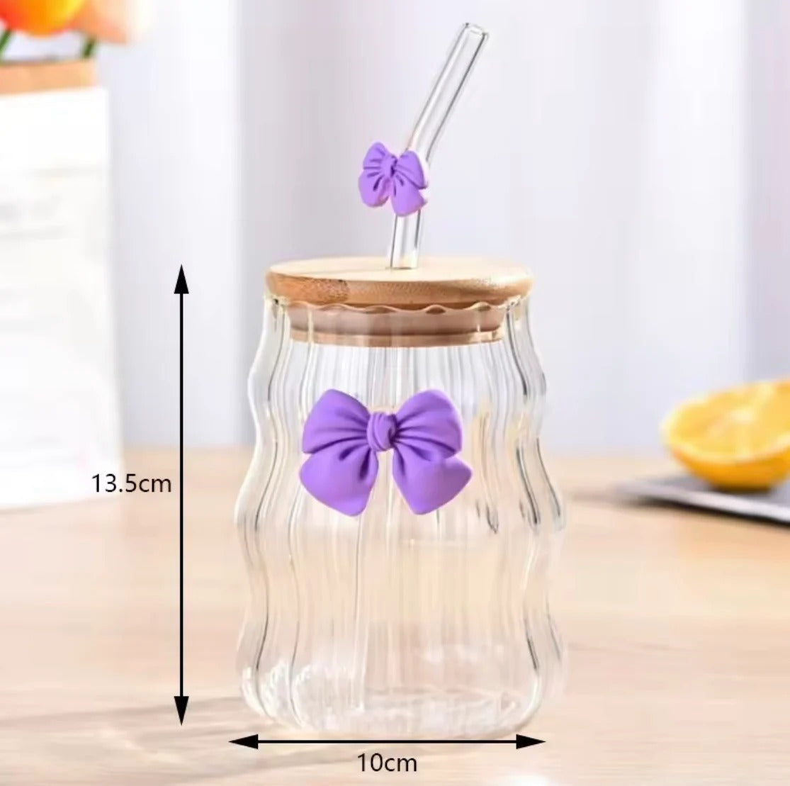 450ml Glass Sipper with Straw – Reusable Drinking Cup