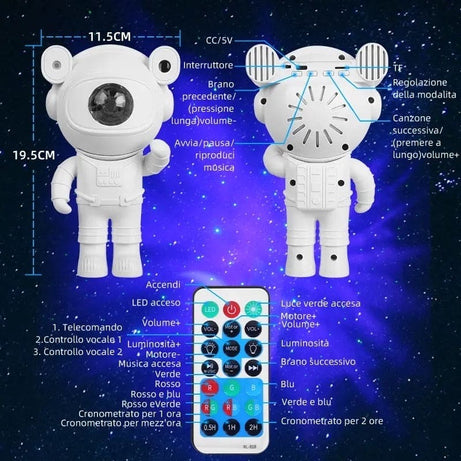 Astronaut Galaxy Projector Lamp with Remote Control – Nebula Star Ceiling Light for Kids