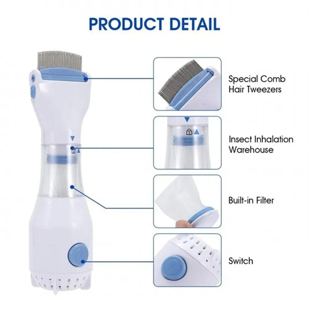 Electric V-Comb Anti-Lice Device with 4 Filters – Hair & Scalp Lice Comb