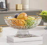 Luxury Crystal Pedestal Fruit Bowl with Gold Rim