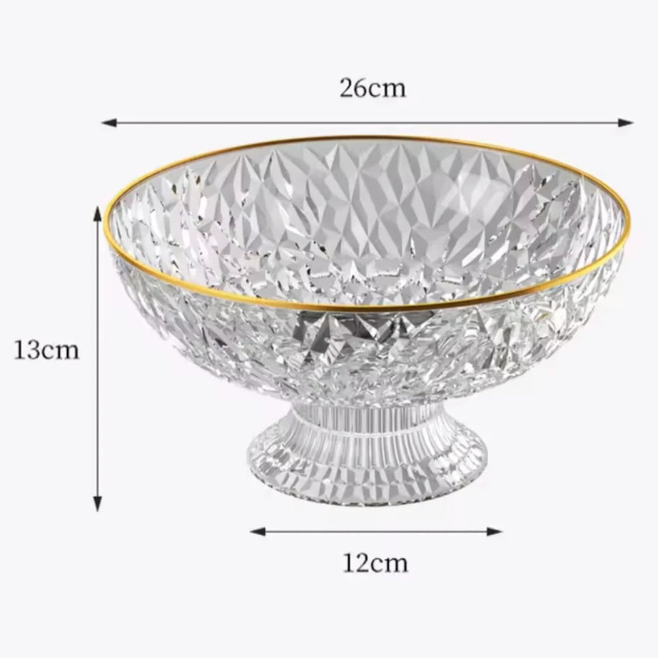 Luxury Crystal Pedestal Fruit Bowl with Gold Rim