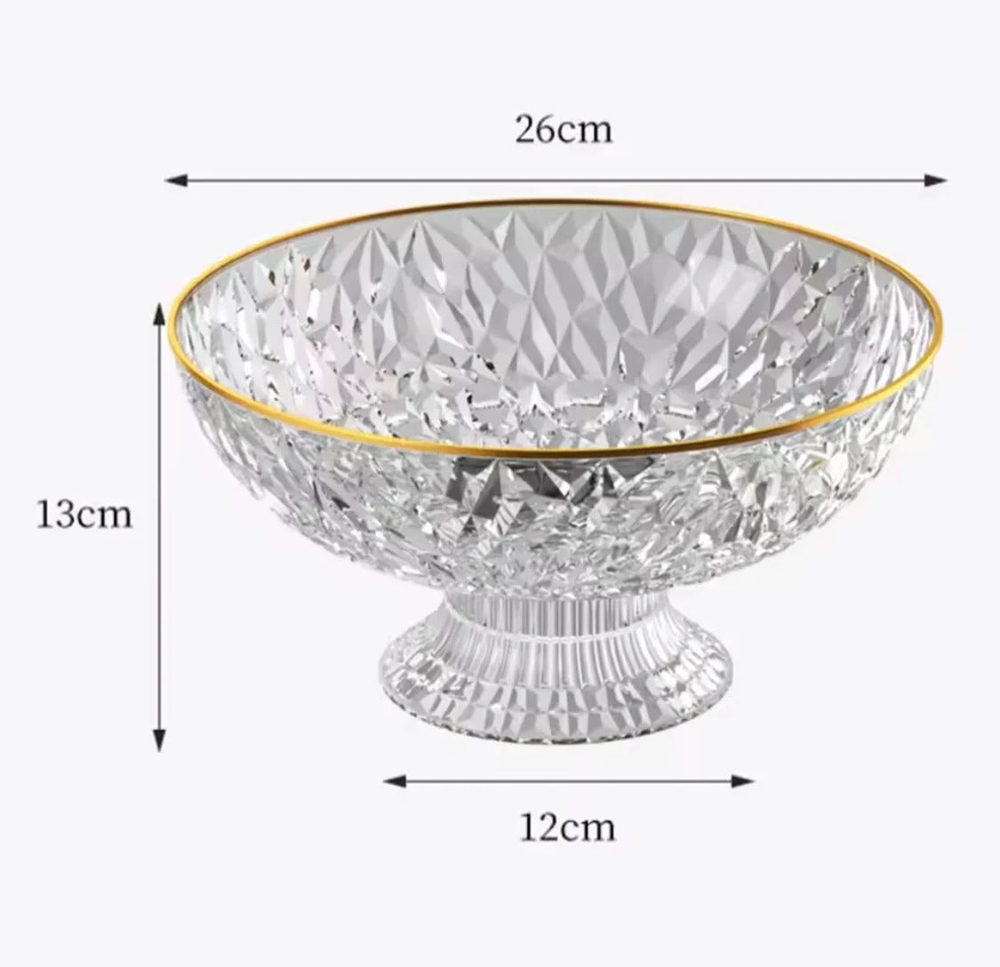 Luxury Crystal Pedestal Fruit Bowl with Gold Rim