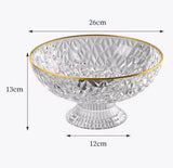 Luxury Crystal Pedestal Fruit Bowl with Gold Rim